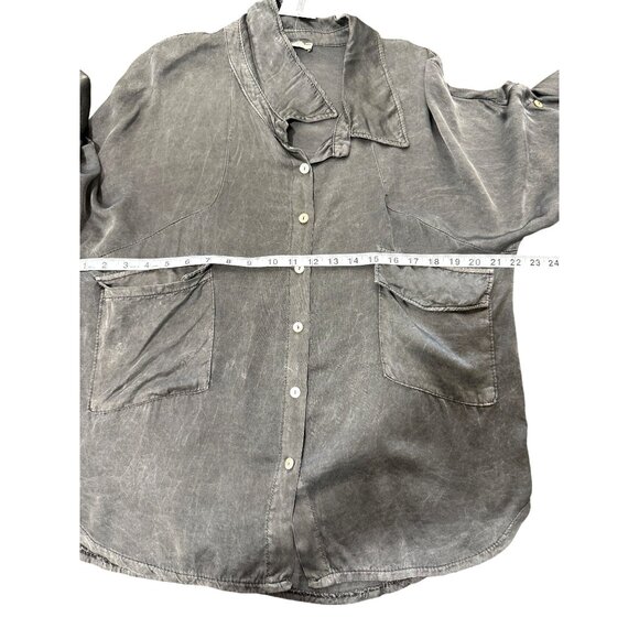 JS Millenium Top Grey Button-Up Long Sleeve Blouse Italy Women One Size Fit All - Picture 5 of 7